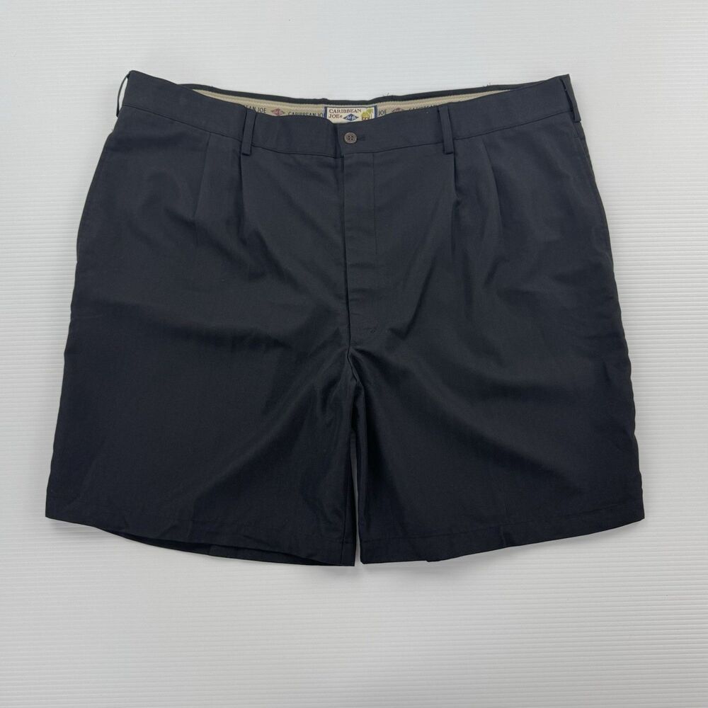Caribbean Joe Shorts Mens 44 Black Pleated Front Casual Golf Classic